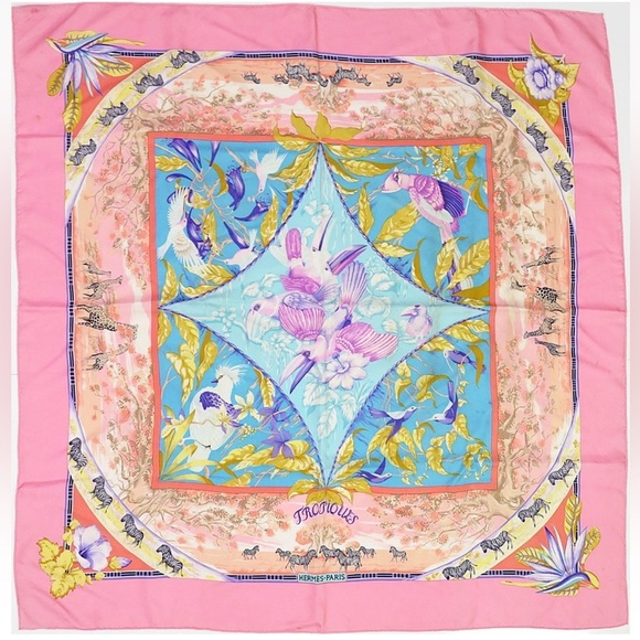 Hermes Pink and Multicolor Silk Scarf - Picture 2 of 16